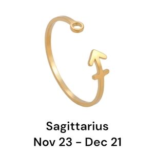 SAGITTARIUS Zodiac Constellation Stainless Steel Open Front Adjustable Ring